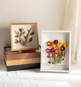 Caliente hecho a mano papel rosa montaje luz tridimensional hueco flor seca foto marco 3D flor seca Marco de exhibición <span class=keywords><strong>en</strong></span> <span class=keywords><strong>madera</strong></span> - Product Image 4