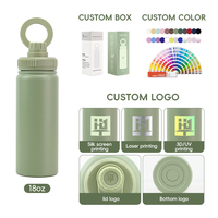 Gourde isotherme en acier inoxydable avec logo personnalisé, grande capacité, pour les voyages, le camping, la salle de sport, les sports, 18 oz