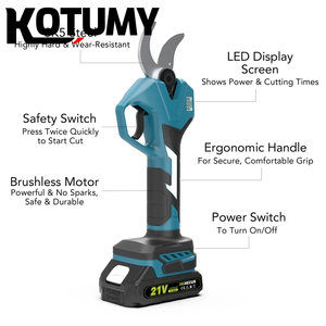 Podadora Eléctrica Inalámbrica <span class=keywords><strong>con</strong></span> Motor sin Escobillas, 2 Velocidades, 21V 380W, Tijeras para Podar Árboles Frutales y Bonsáis - Product Image 4