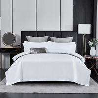 Ensemble de draps de lit en coton d'hôtel 100% coton Draps ajustés en gros Blanc 4 pièces Drap plat Housse de couette et taies d'oreiller