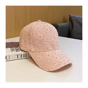 Pink Lace Baseball Cap With Rhinestones For Women Sun Protection Breathable Spring Summer Fashion Hat - Product Image 1