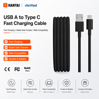 Câble USB-A mâle vers USB-C mâle noir pour la charge et la synchronisation des données, durable et lisse, pour téléphones Android, tablettes, ordinateurs portables