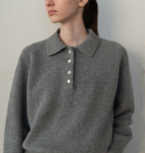 Offre Spéciale haute qualité femmes Polo col rabattu <span class=keywords><strong>pull</strong></span> personnalisé cachemire <span class=keywords><strong>laine</strong></span> <span class=keywords><strong>pull</strong></span> tricoté à manches longues tricot <span class=keywords><strong>pull</strong></span> - Product Image 5