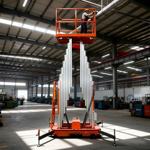 एल्यूमीनियम कार्य मंच डबल मस्तूल एल्यूमीनियम सीढ़ी लिफ्ट प्लेटफॉर्म हवाई कामकाजी लिफ्ट प्लेटफॉर्म हवाई कामकाजी लिफ्ट - Product Image 1