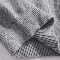Pull en mohair personnalisé avec logo OEM ODM, tricot jacquard, col rond, tricoté, hiver, pull en mohair épais et duveteux pour hommes
