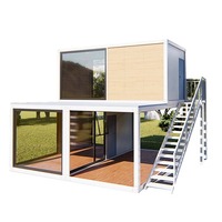 Maison conteneur moderne et écologique à 2 étages de 40 pieds, 4 chambres, salle de bain préfabriquée, pour usage commercial, villa ou parc