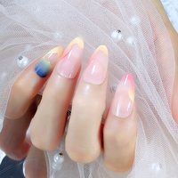 OEM/ODM Lot de 24 faux ongles en gel souple à presser, forme cercueil et stiletto, en ABS, pour doigts, avec motifs