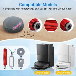 Kit de pièces de rechange pour <span class=keywords><strong>aspirateur</strong></span> robot Roborock QV 35A, brosse principale, brosse latérale noire, sacs à poussière, filtre HEPA, serpillière - Product Image 2