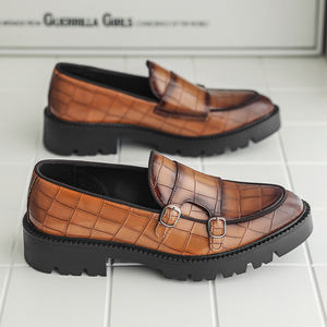 slip on <b>Shoes</b> Men Platform Thick <b>Sole</b> <b>Soft</b> Microfiber Leather Dress <b>Shoes</b> 38-44 Contrast Color Casual Loafers for Men - Product Image 4