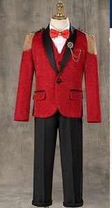 Ensemble de smoking <span class=keywords><strong>blanc</strong></span> classique de haute qualité pour garçons <span class=keywords><strong>Blazer</strong></span> brillant pour enfants Party Performance Wear - Product Image 5