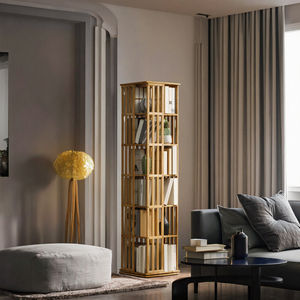 Étagère à livres moderne rotative à 360 degrés en bambou à 6 niveaux, bibliothèque pour enfants, rangement <span class=keywords><strong>invisible</strong></span> pour étudiants, salon - Product Image 2