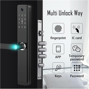 Kunci pintu biometrik sidik jari, kunci pintu keamanan rumah pintar seng Aloi 6068 kode tanpa kunci, layar Video, kunci pintar Data Cloud - Product Image 3