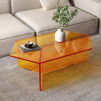 Nouvelle arrivée Table d'appoint en acrylique transparent de luxe pour le salon Table à thé hexagonale nordique au design moderne en acrylique