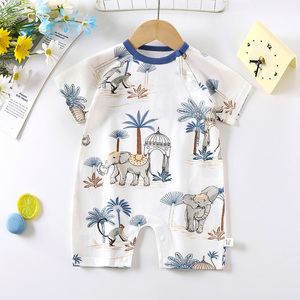 <span class=keywords><strong>Pijama</strong></span> de bebé recién nacido de algodón 100% natural de verano con botones, ropa de punto al por mayor para niños y niñas, manga corta - Product Image 1