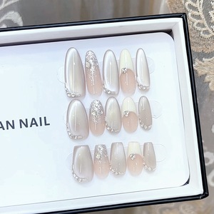 Uñas postizas hechas a mano con efecto fototerapia, diseño de río, estrellas y ojo de gato ultrafino, pegatinas para uñas. - Product Image 2