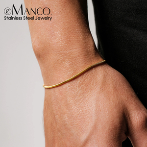 Bracciale a Catena da <span class=keywords><strong>Uomo</strong></span> EManco all'Ingrosso Minimalista Placcato Oro 18k, Bracciale di Lusso in Acciaio Inossidabile con Catena a Spina di Pesce per Gioielli da <span class=keywords><strong>Uomo</strong></span> - Product Image 1