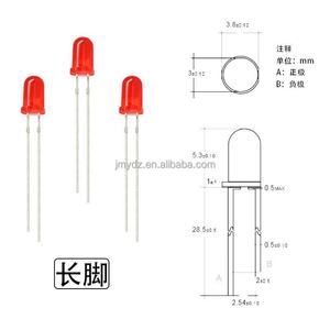 Diode électroluminescente LED F3 F5 3MM/5mm Blanche Rouge Verte Jaune Bleue Orange à pattes courtes et longues Haute luminosité - Product Image 4