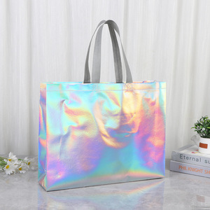 Bán buôn tùy chỉnh in tái chế tái sử dụng Holographic Bạc PP nhiều lớp không dệt Tote mua sắm túi - Product Image 3