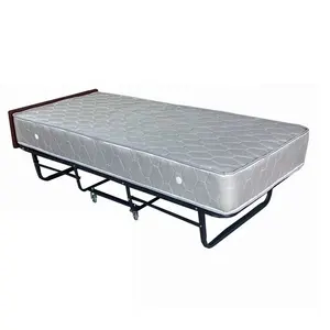 B018 Modern Rollaway Extra Folding Bed Frame 20cm Spring Mattress Single Metal Iron Foldable Hotel Supplies Bedroom Oriture