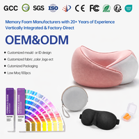Oreiller de voyage ergonomique en mousse à mémoire de forme, personnalisable OEM/ODM, imperméable, en forme de U, pour soutien cervical, vente en gros directe usine