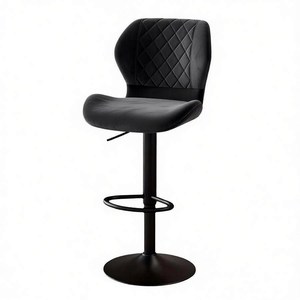 Chaise de bar haute réglable et pivotante en cuir gris, design nordique moderne et minimaliste, avec dossier – Vente en gros - Product Image 1