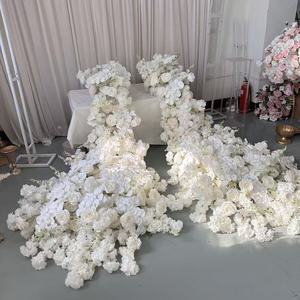 การจัดดอกไม้แบบเรียงแถวตามสั่งจากโรงงาน IFG ความยาว 2.4 เมตร สีขาว สำหรับตกแต่งโต๊ะงานแต่งงาน ฉากหลังโซฟา - Product Image 5