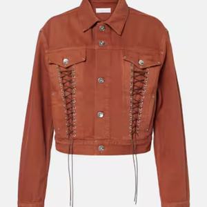 Nuevo Diseño de Jeans de Mezclilla de Cintura Alta para Mujer y Chaqueta para Mujer, Conjuntos de Mujer con Patrón Personalizado Ajustado - Product Image 6