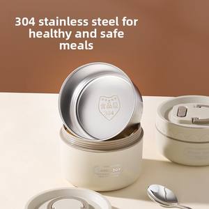 Boîte à <span class=keywords><strong>lunch</strong></span> isotherme en acier inoxydable 304 avec couvercle, design multicouche, compatible micro-ondes et grande capacité, sac de transport pour employés de bureau - Product Image 5