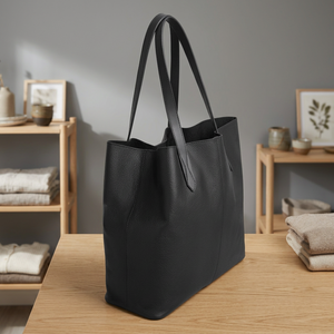 Sac à main en cuir véritable noir pour femme, style américain/occidental, fermeture à glissière, imperméable, léger, écologique, bandoulière - Product Image 5