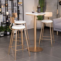 Table haute ronde en marbre avec tabouret pivotant amélioré, petite table de bar murale pour la maison, table et chaise pour bar, salon de thé, balcon