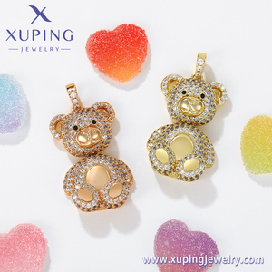 Xuping Set Berlian Tiga Dimensi Cantik, Tiga Dimensi Modis dan Gaya Beruang Set Berlian Dua Liontin Gaya Berbeda 113
