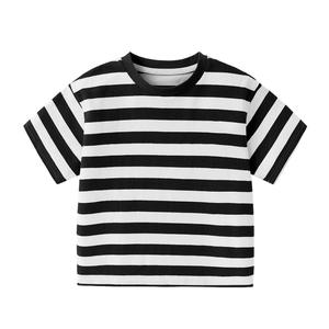 T-shirt unisexe pour enfants, bébé, garçon et fille, nouveau design 2026, doux, rayé, épaules tombantes, 95% coton, 5% élasthanne - Product Image 4