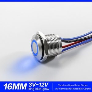 Botón Transparente de 16 mm, Interruptor de Presión de Acero Inoxidable con Anillo LED, IP65, 3A, Cable de Alta Corriente - Product Image 4