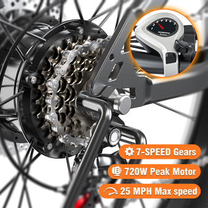 Bicicleta Eléctrica de Montaña para Adultos OEM Modelo T6, Motor sin Escobillas de 350W, 7 Velocidades, Cuadro de Acero de Alto Carbono, Ruedas de 26 Pulgadas, Frenos de Disco, Litio - Product Image 4