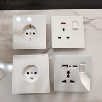 KESHIQI Panneau en verre trempé durable Blanc Interrupteur mural universel standard 2 prises USB-A/Type-C Design moderne
