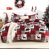 Parure de lit de Noël réversible imprimée motif élan et flocon de neige, couvre-lit doux et décoratif pour chambre à coucher, idéal pour les fêtes