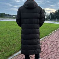 Manteau chaud en polyester rembourré pour hommes, sports décontractés à capuche longueur genou pour hommes