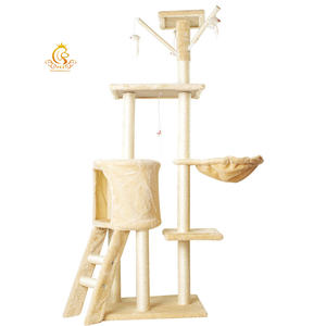 Grande <span class=keywords><strong>maison</strong></span> de luxe en bois de sisal style corde pour chat, meubles pour animaux domestiques, arbres à chat, tour d'arbre à chat en bois moderne EUR - Product Image 1