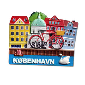 Usine Logo Personnalisé Résine Impression Cadeau De Voyage Copenhague Souvenirs <span class=keywords><strong>Danemark</strong></span> Drapeau Aimant De Réfrigérateur - Product Image 2