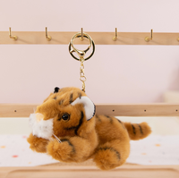 Petit porte-clés tigre en peluche de petite taille Animal réaliste mignon tigre blanc en peluche sac à dos pendentif