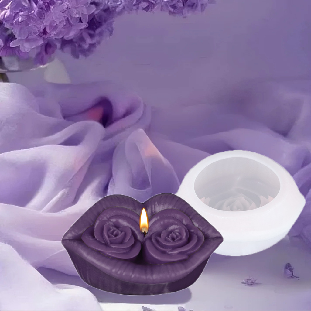 DUMO Lip-shaped Rose Scented Candle Silicone Mold Valentine's Day Gift Diffuser Candle Home Decoration Mold Source Factory