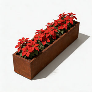 Jardinière d'extérieur en acier Corten résistant aux intempéries, écologique, grande jardinière à fleurs, finition rouille, durable et décorative - Product Image 5