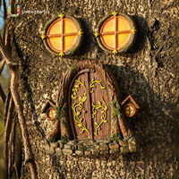 Ornement de jardin en résine pour fenêtre de porte féerique, mini maison d'elfe avec jardin, décoration murale extérieure pour arbre, art paysager, cadeau