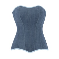 Corset en jean pour femme, bustier sans bretelles avec dos lacé et fermeture éclair, gaine amincissante vintage pour soirées et clubs
