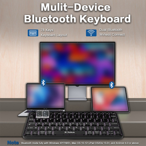 JOMAA RGB Backlight BT Mini <b>Keyboard</b> PU Leather <b>Wireless</b> Rechargeable Foldable <b>Keyboard</b> Portable <b>keyboard</b> for PC/Desktop/Laptop - Product Image 3