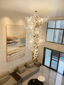 Nordic Style Ginkgo Branch <b>Leaves</b> Oversized Chandelier Staircase Modern Petal Chandeliers Pendant <b>Lights</b> Villa Mall Lighting - Product Image 4
