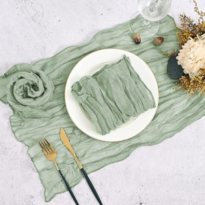 Taplak Meja Lipit Dekoratif Persegi dari Kain Crepe, Serbet Poliester Voile, Taplak Meja Pesta - Product Image 2