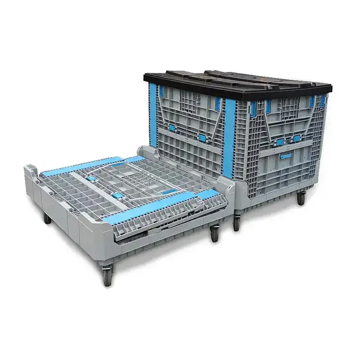 Folding Box Industry Use Collapsible Bulk Container Plastic Foldable Bins Plastic Pallet Boxes With Lid