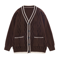 Übergroße neutrale Pullover-Strickjacke für Herren und Damen Einfaches Design Strickjacke im Campus-Stil Benutzer definiertes Logo