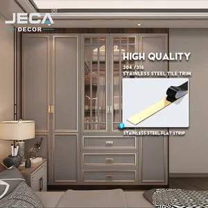 फैक्टरी सीधे JECA टाइल ट्रिम स्टेनलेस दीवार फर्नीचर अलमारी के लिए टाइल ट्रिम सजावट सोने दर्पण OEM फ्लैट स्ट्रिप्स
